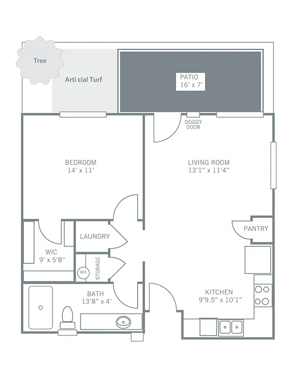 Floorplan 1 Bedroom 2D Plan